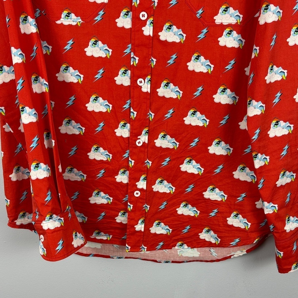 Hayley Elsaesser Cotton Cloud Lightning Unicorn Print Button Down Med Red Shirt - Picture 11 of 13